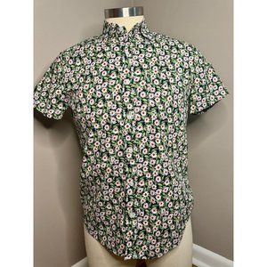 J Crew Flex Washed Mens Slim Medium Floral Short Sleeve Button Down Top